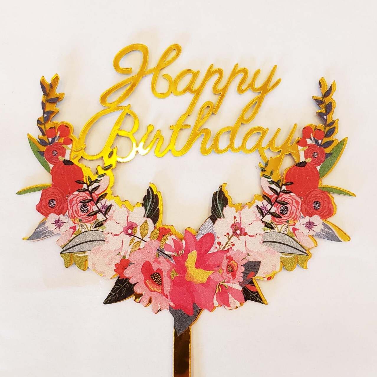 Floral 'Happy Birthday' Pick Insert